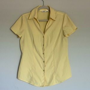 Pastel Yellow Button Up Shirt Top Cato’s Women’s Small